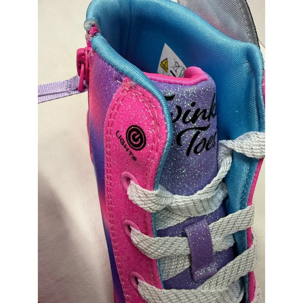 Skechers  Girls Light-Up Shoes Size 3 Pink Multicolor Glitter High Top NWT